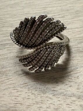 Pandora Silver-tone Wing Wrap Ring with Clear Crystals